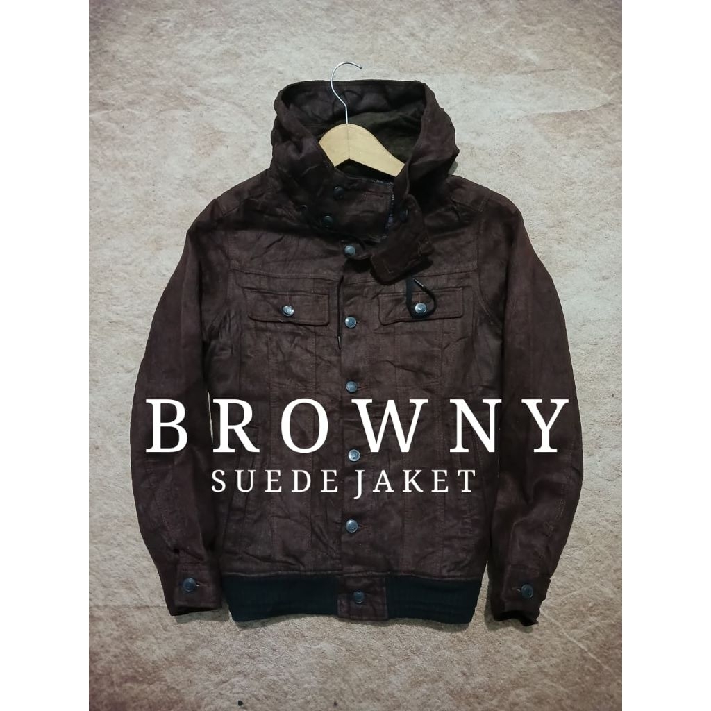 jaket BROWNY bahan suede adem bekas pakai recomend