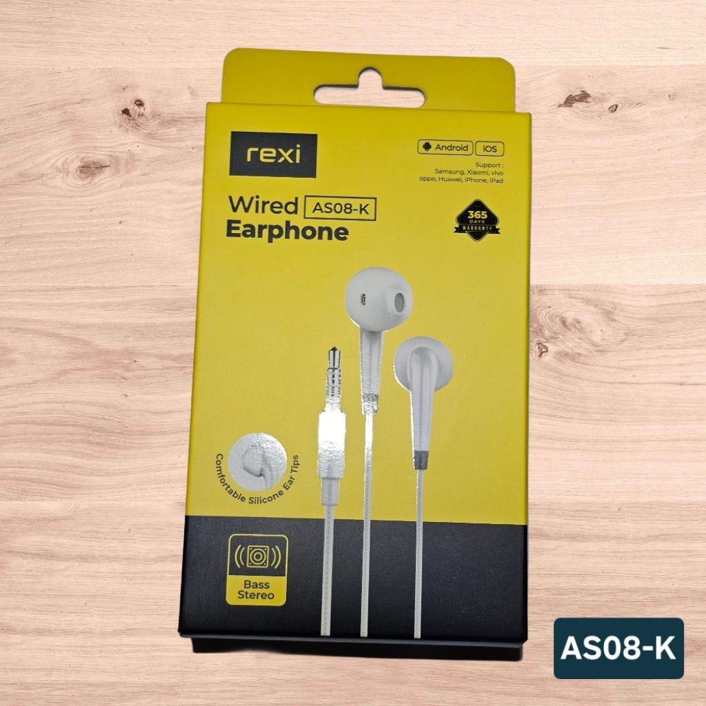 Headset Rexi AS08-K Earphone Wired Bass Stereo