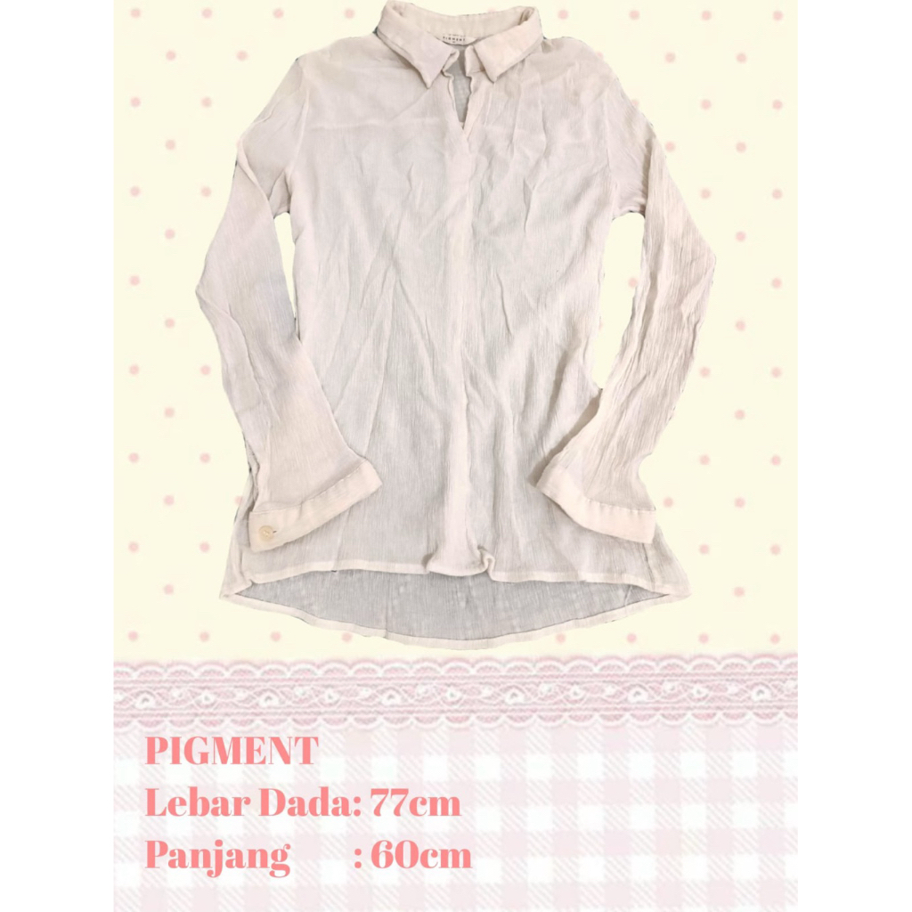 Kemeja Blouse Kantor Wanita Pigment Putih Gading [BACA DESKRIPSI]