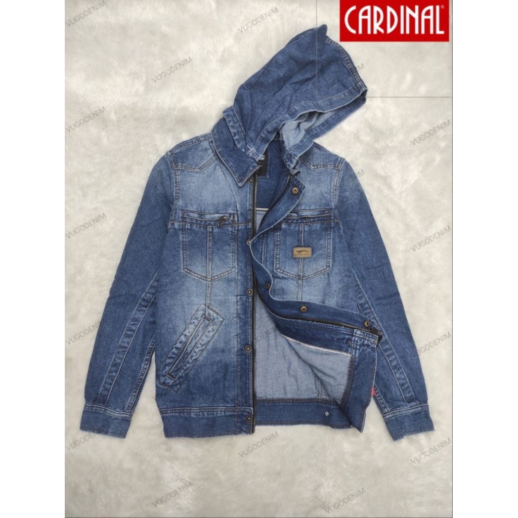 CARDINAL size M- XXL / JAKET JEANS CARDINAL / JAKET JEANS COWOK / JAKET JEANS BERTOPI / HODIE JEANS 