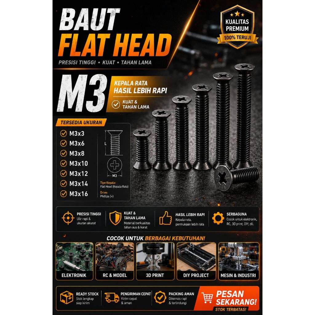 BAUT FLAT HEAD M3 / BAUT COUNTERSUNK M3 / BAUT M3