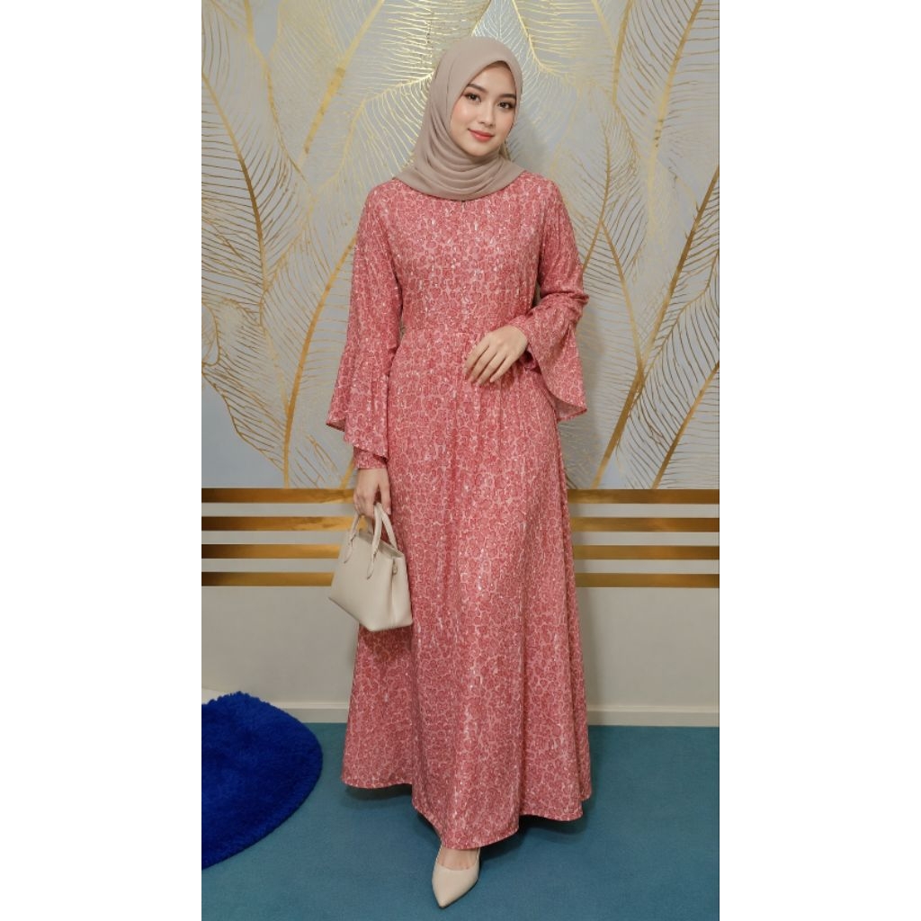DASTER LENGAN 7/8 RAYON PREMIUM DASTER 3/4 MIDI DRESS