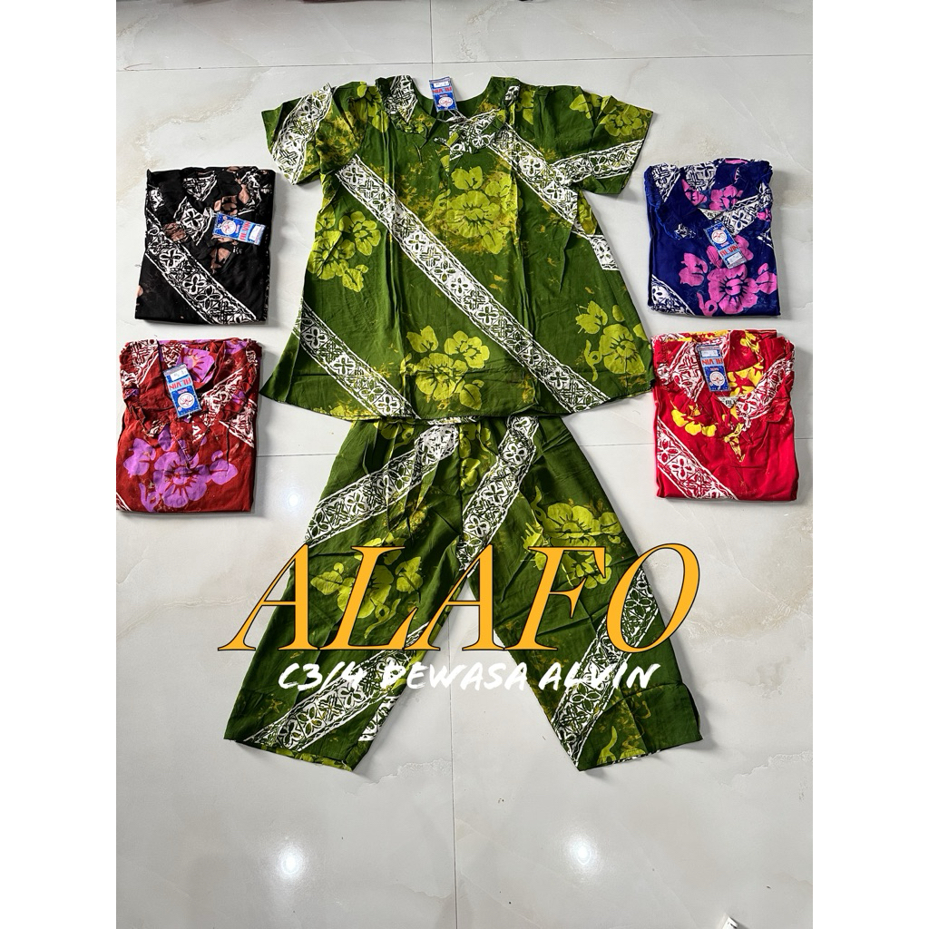BAJU TIDUR NYAMAN C3/4 DEWASA TANGAN BATIK ALVIN CITAK