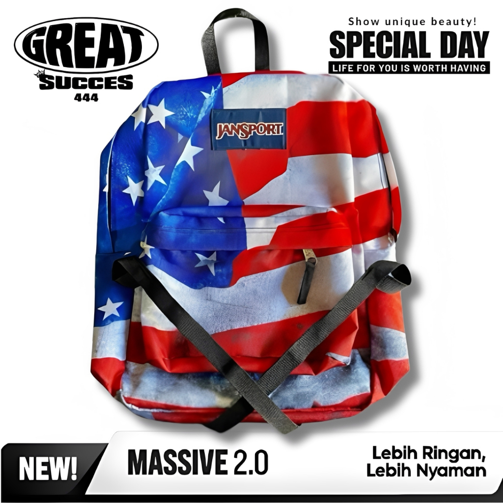 GREATSUCCES - TAS JANSPORT USA AMERICA FLAG BACKPACK SHCOOL - JANSPORT AMERICA SUPERBREAK ORIGINAL -