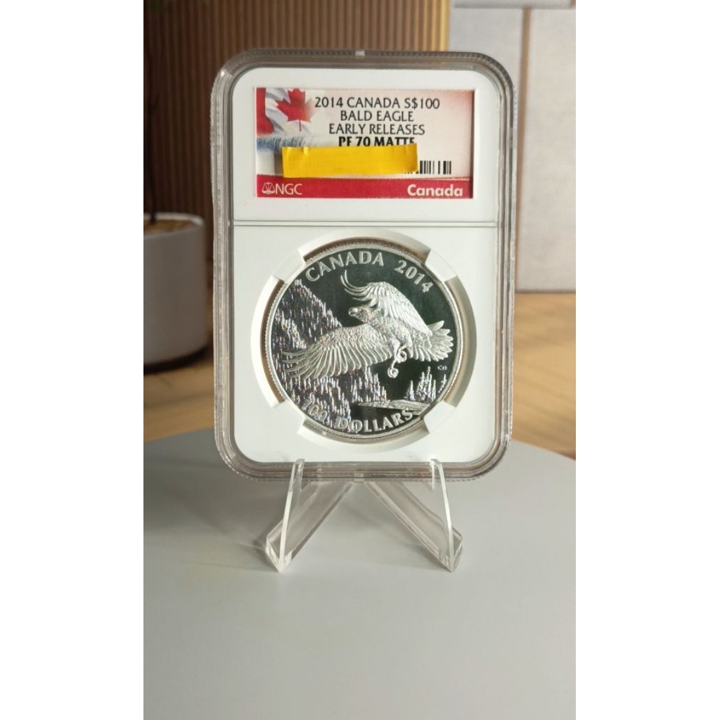 Silver Coin $100 Canada Bald Eagle 2014 Matte NGC PF70 Early Releases