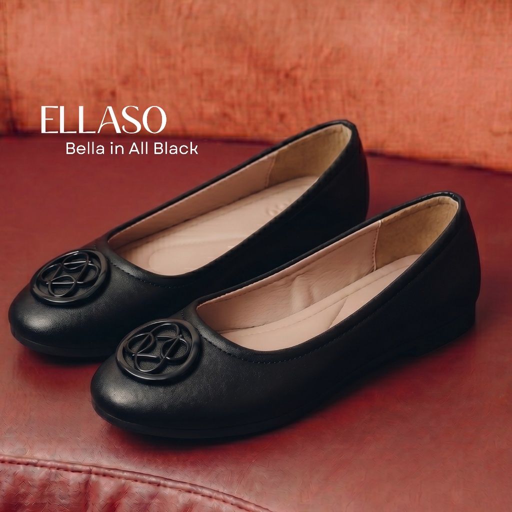 Flat Shoes Wanita Buckle Hitam Ukuran 36-42