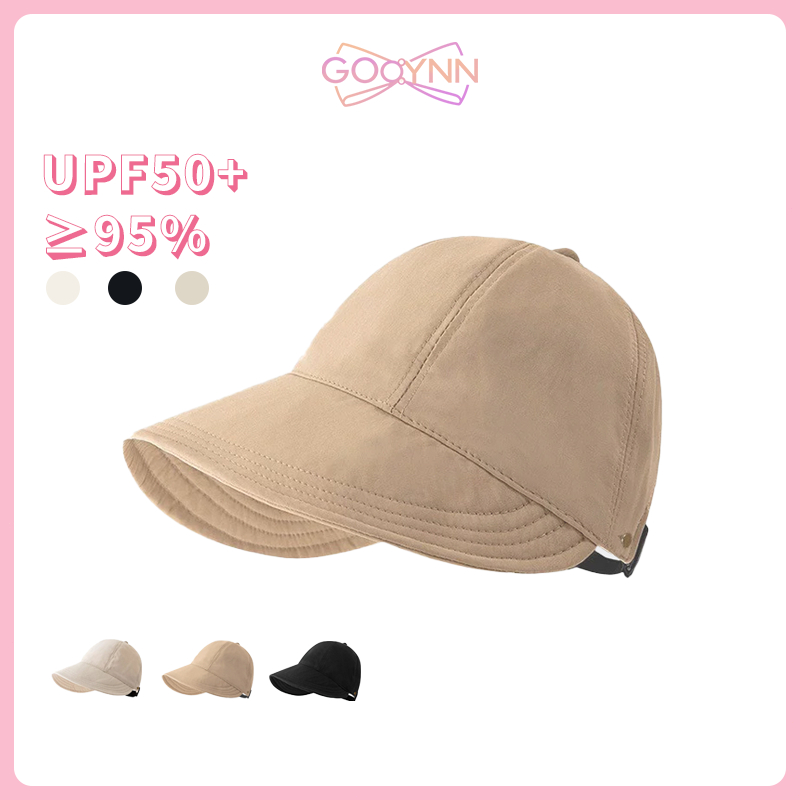 GOOYNN  Topi Wanita Anti UV Korea Topi Kait Masker Anti UV Topi Pelindung Matahari Fashion Topi Viso
