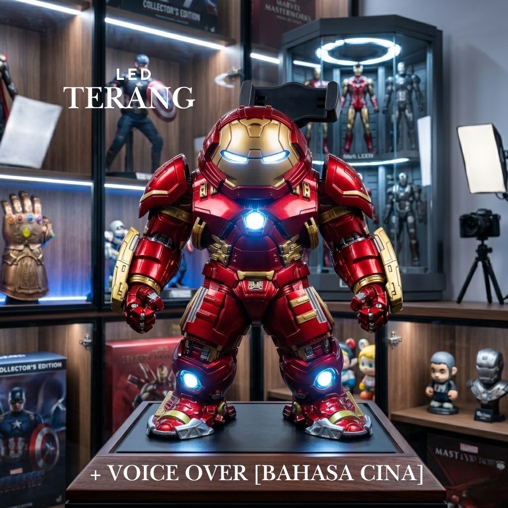 Statue Action Figure Iron Man Hulkbuster Egg Attack Recast with LED Design 25cm