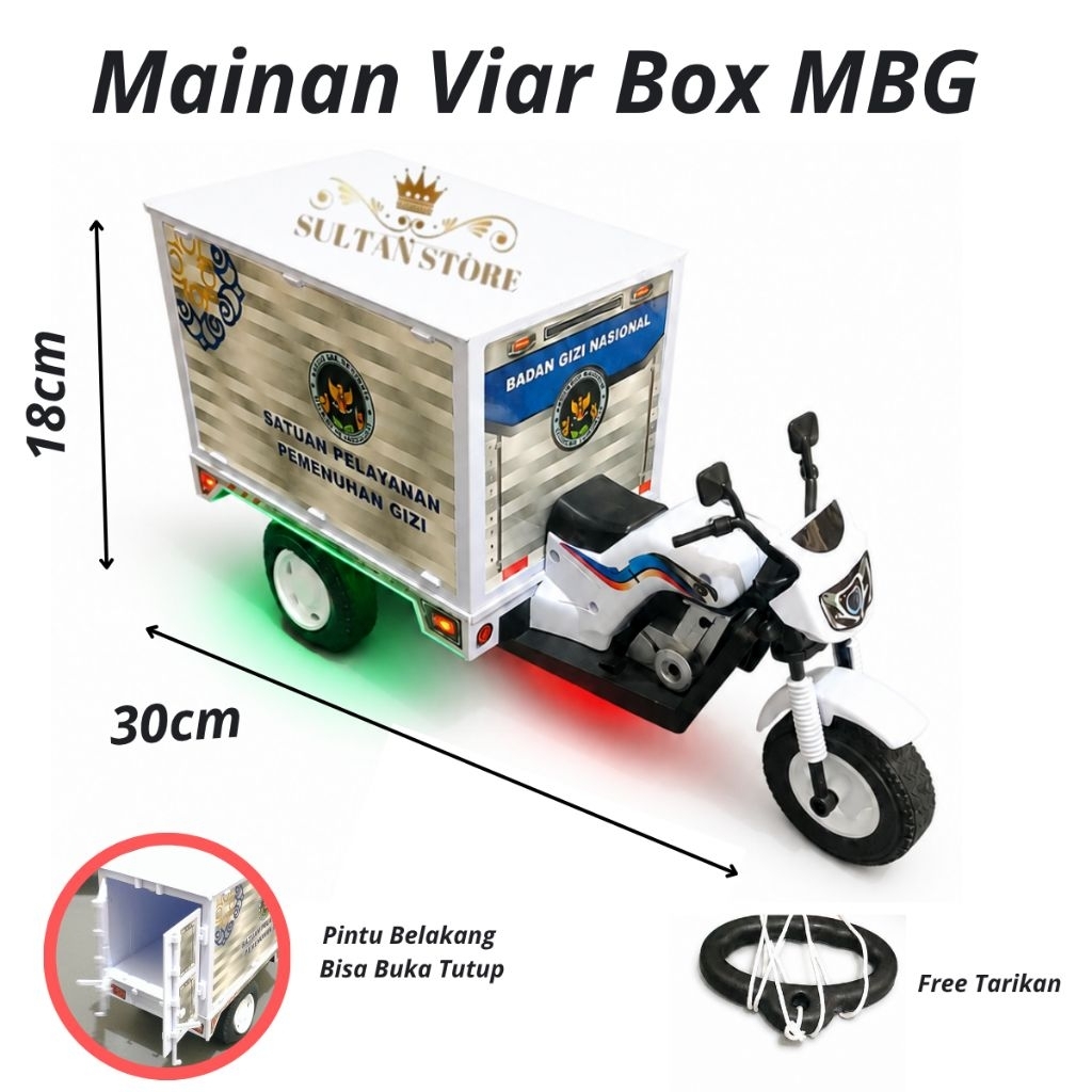 (OT19) Mainan Anak Motor Viar Roda 3 Box MBG Ada Lampu Musik Mainan Mobil Tossa Box SPPG