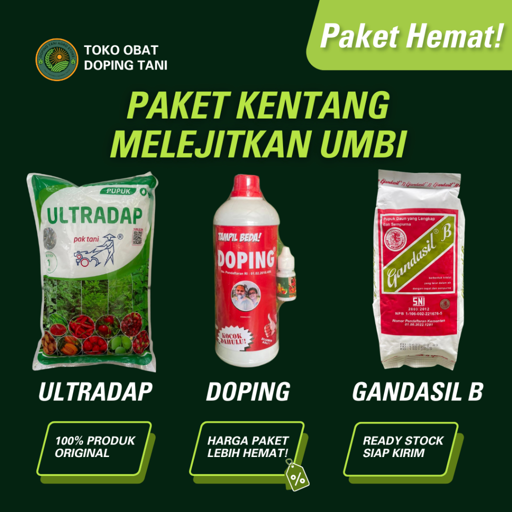 PAKET KENTANG MELEJITKAN UMBI - Pupuk Ultradap Pak Tani + Doping Cair + Gandasil B Booster Pembesar 