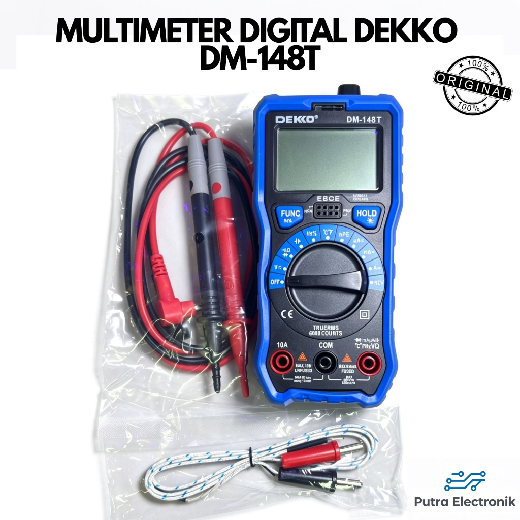 MULTIMETER DIGITAL DEKKO DM-148T MULTITESTER AVOMETER DIGITAL MULTI TESTER DM 148T +BATTERAI