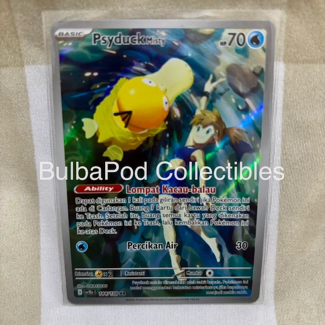 Pokemon TCG Indonesian Psyduck Misty SV10s 144/138 AR Kehadiran Juara