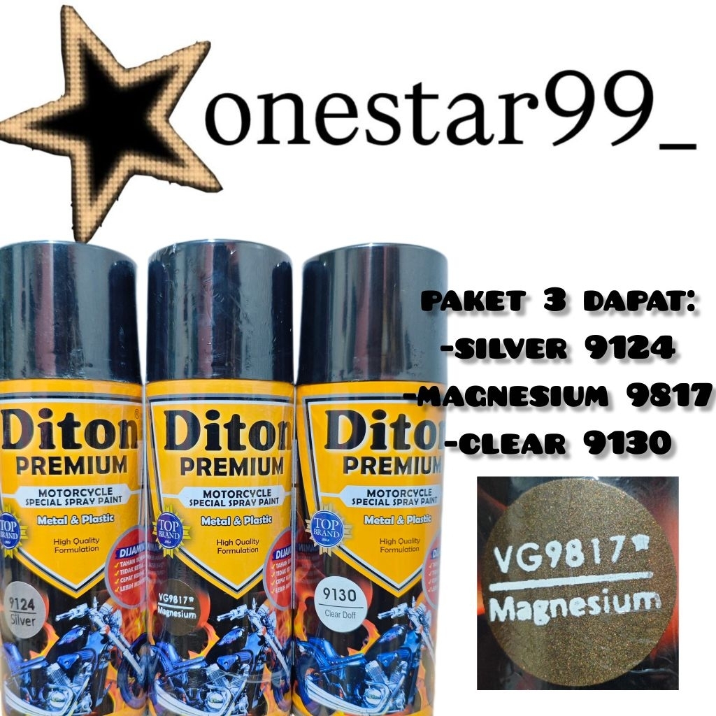 Pilok Pilox Pylox Cat Diton Premium Paket 3 Kaleng Magnesium VG 9817 Silver 9124 Primer Grey 9120 Cl