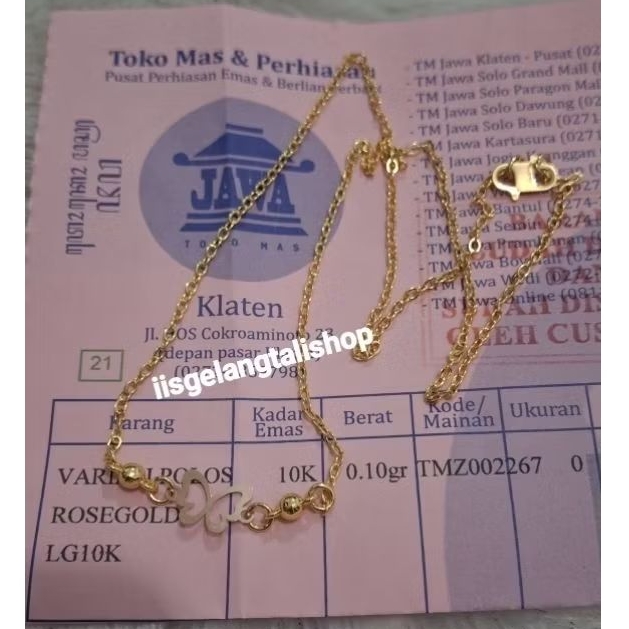 Kalung Rantai Variasi Kupu 0,1gram Semar Jawa