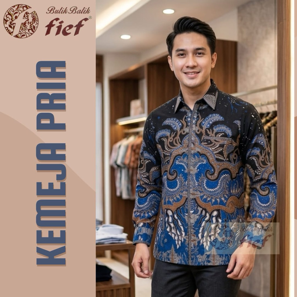 Kemeja Batik Pria Bordir Bahan Doby