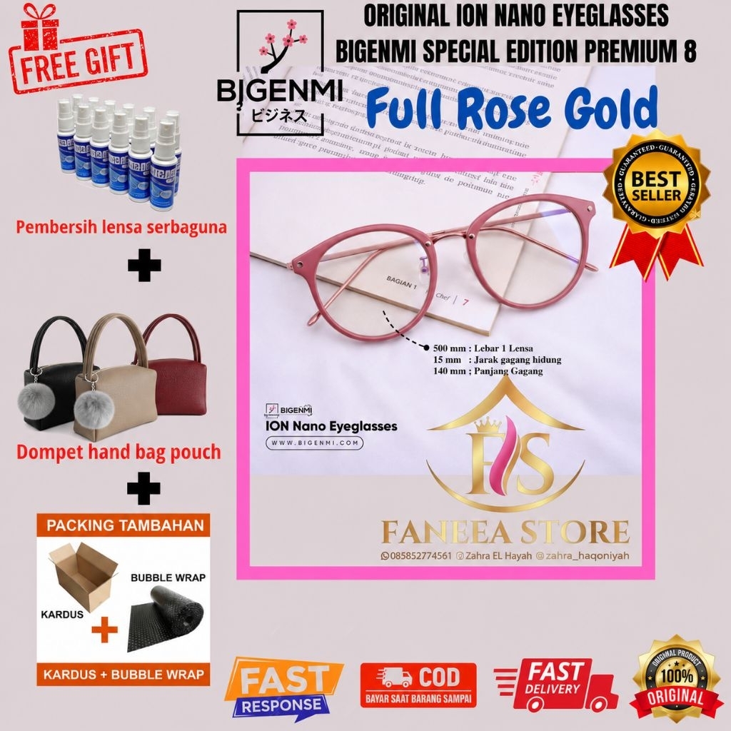 [OBRAL 50%] KACAMATA BIGENMI ION NANO PREMIUM 8 | ROSE GOLD/ ORIGINAL , BARU & MASIH BERSEGEL