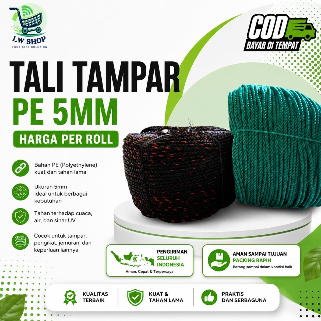 Tali Tambang| Tali Tampar 5mm| Tali Tampar 1 Roll