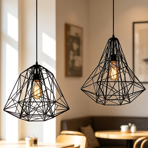 Lampu susun Gantung rangka besi vintage retro industrial minimalis elegan modern lighting living din