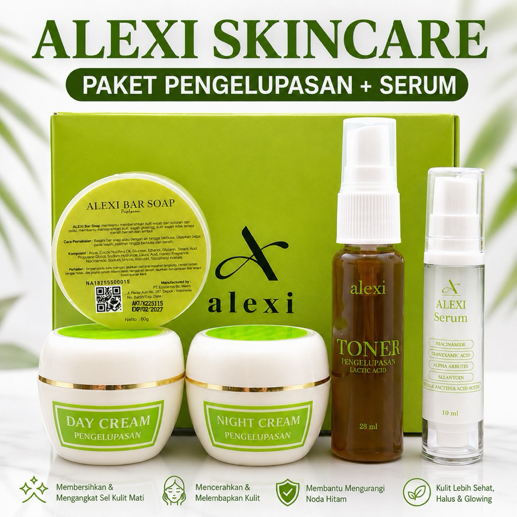 PAKET + SERUM PENGELUPASAN Wajah Putih Cerah Glowing bebas Flek Jerawat Acne Komedo Noda Hitam