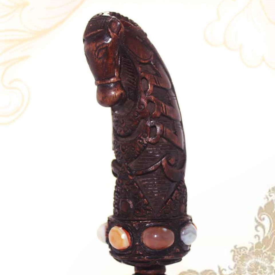 Ukiran deder Handle Keris bahan kayu ukuran Jaran goyang 13x5 cm Batu akik CPR398