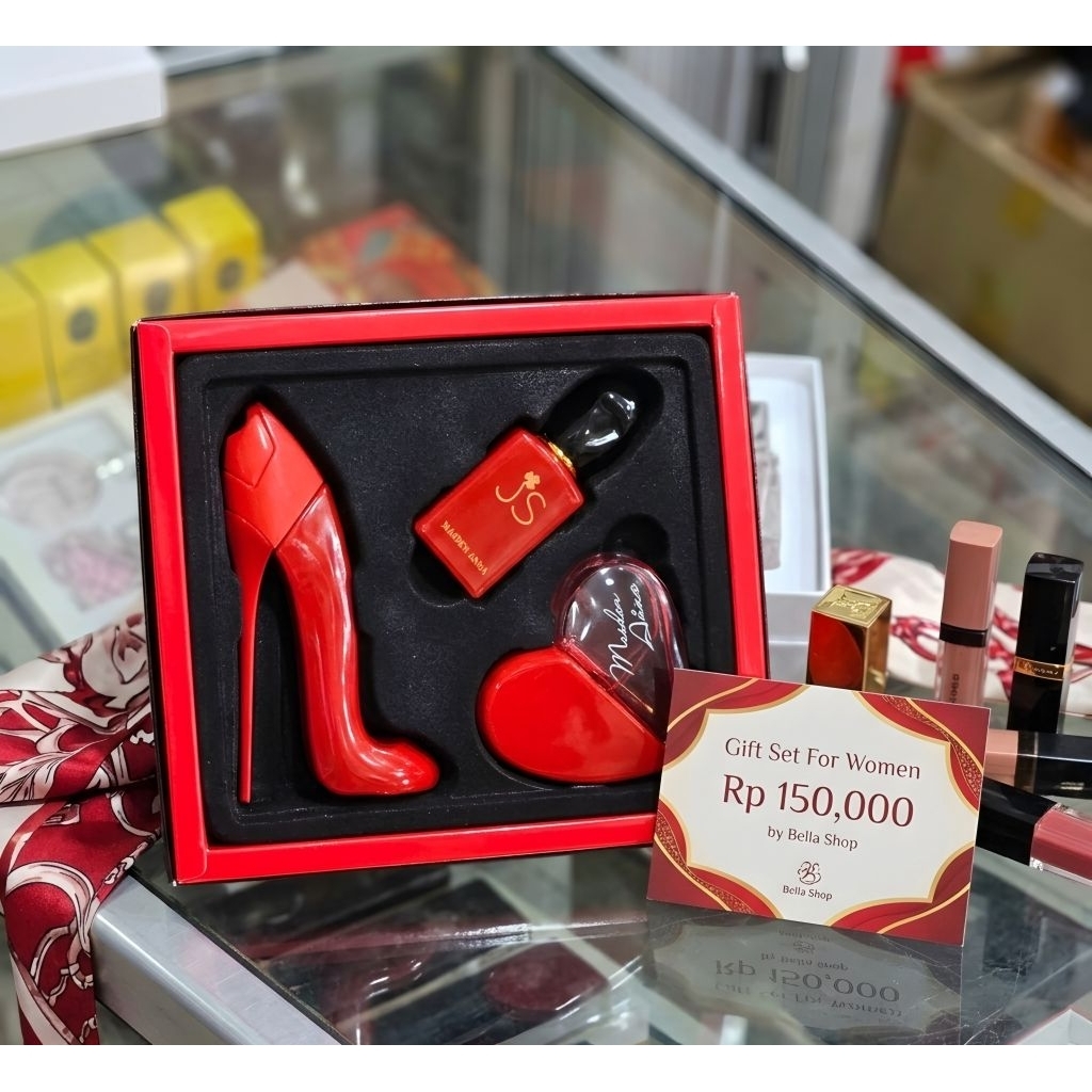 Gift Set Parfum Wanita Red Box Kado Cantik Murah Hampers Parfum