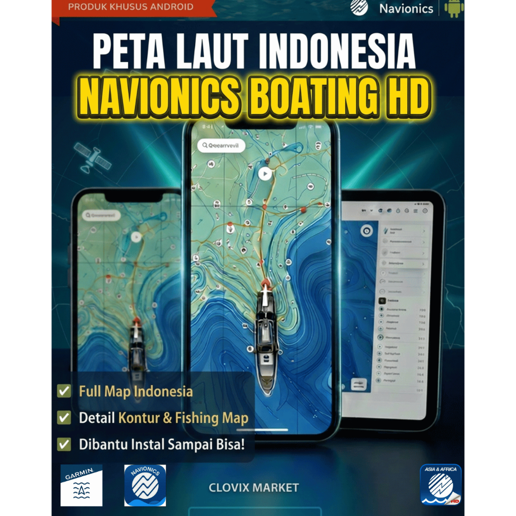 Peta Indonesia Navionics Boating HD Asia Africa Android | Marine Chart Laut Indonesia Lengkap | Fish
