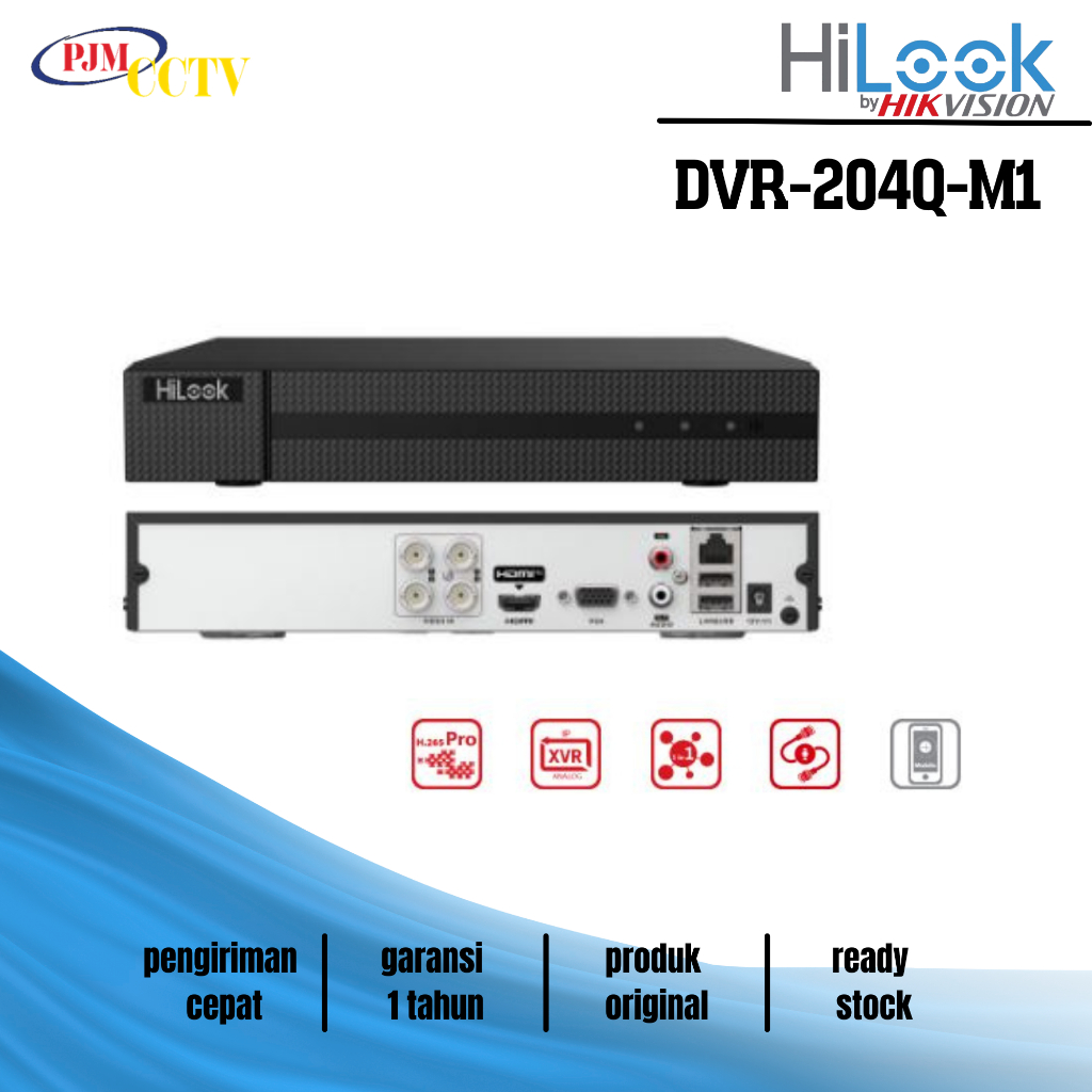 DVR HILOOK DVR-204Q-M1 4MP SERIES - DVR 204Q-M1 HiLook up to 5MP Decorder CCTV 4 Channel Support Aud