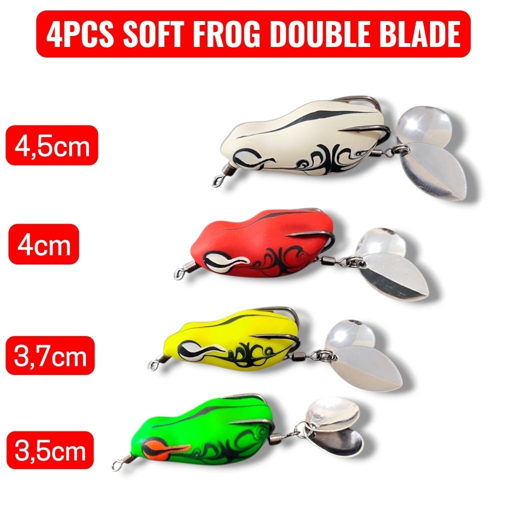 4PCS SOFT FROG DOUBLE BLADE BERISIK. umpan casting gabus. lure casting gabus