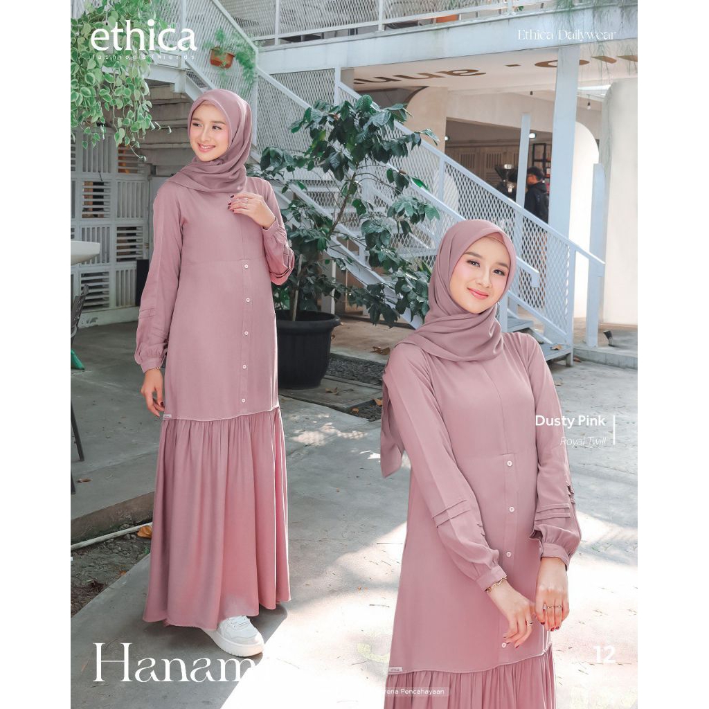 BAJU GAMIS DAILY ETHICA TERBARU HANAMI 12 DUSTY PINK