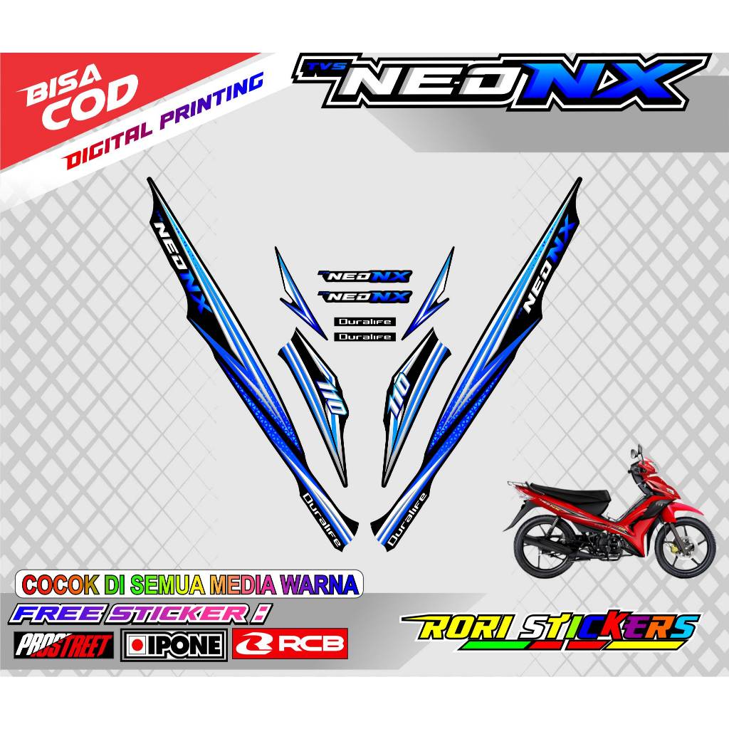 STRIPING VARIASI TVS NEO NX 110 / STICKER LIST VARIASI MOTOR  TVS NEO NX 110