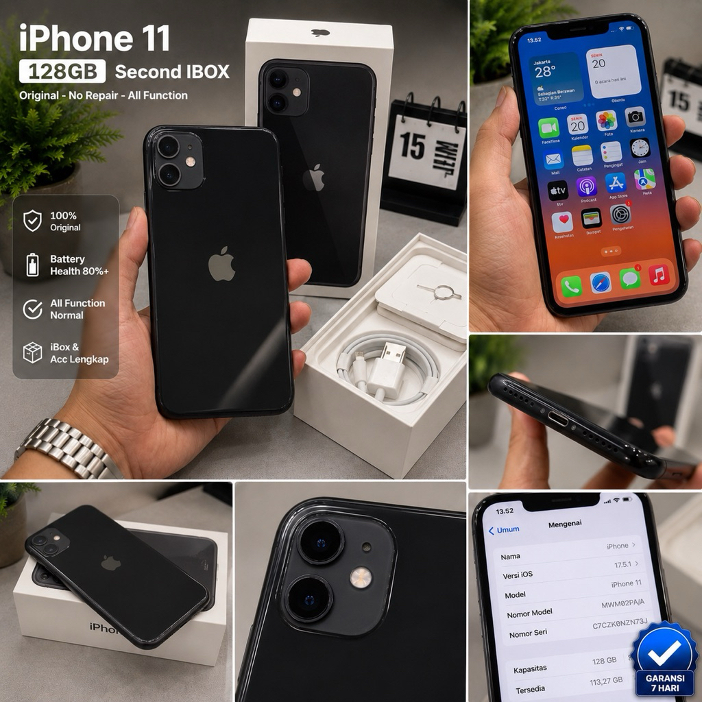 IPhone 11 128 IBOX, Fullset original + free Adaptor Charger Original Bergaransi