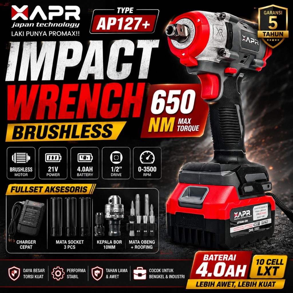 PEMBUKA BAUT 650NM APR AP127+ IMPACT WRENCH ALAT TEKNIK PERKAKAS