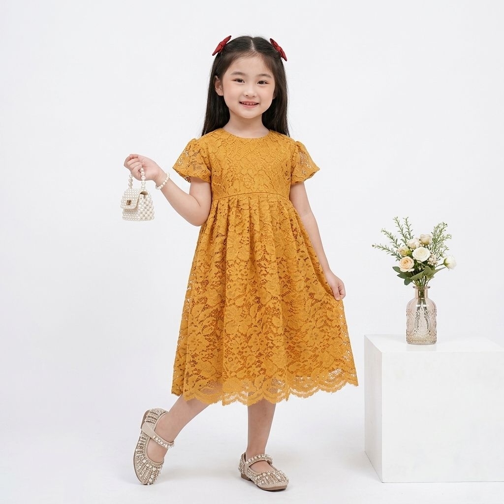 Dress Kebaya Anak Perempuan Catalia Terbaru Gaun Brokat usia 7-9tahun Pakaian Baju Dress Anak Peremp