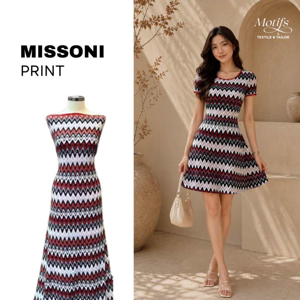 (EC) MOTIFS KAIN LACE METER MISSONI Print Halus Atasan Rok Dress Pesta Wanita Pria Setengah Meteran 