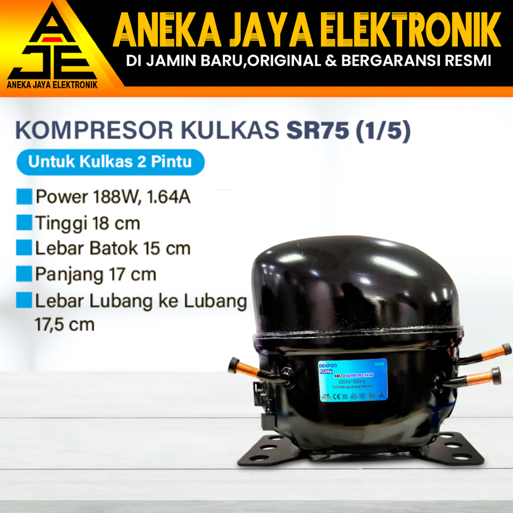 Kompresor kulkas Frezeer compressor showcase Freezer 1 pintu SR75 1/5 PK