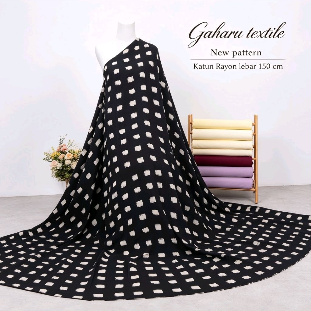bahan katun rayon viscosoe - rayon viscose motif - rayon viscose meteran (CTK)