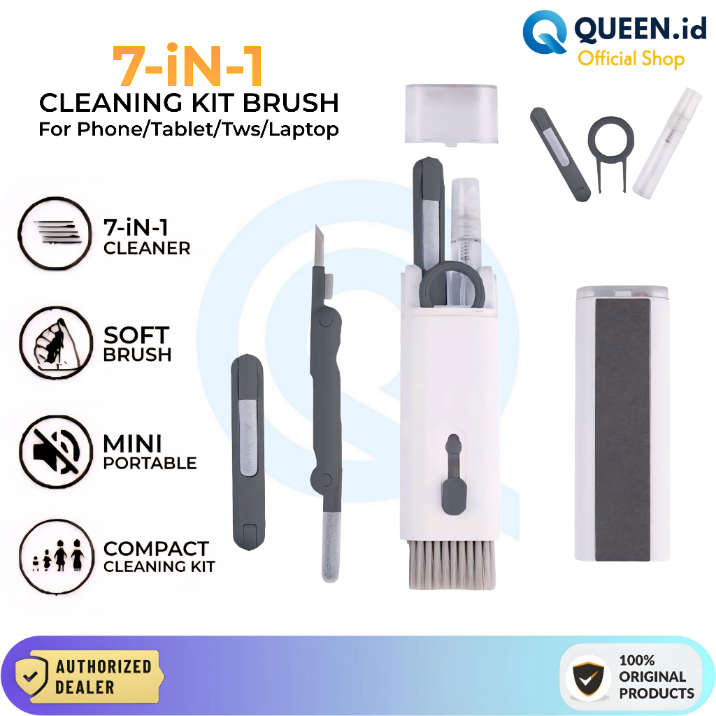 QUEEN Cleaning Tools Brush set 7in1 Multifungsi Sikat Pembersih Keyboard Earphone Cleaner Kit 7-in-1