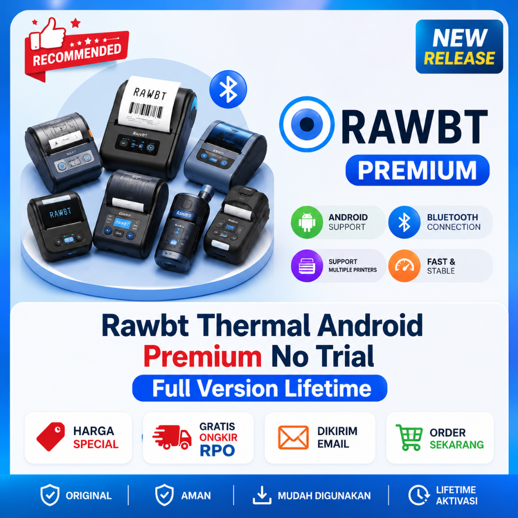 RAWBT Thermal Android Premium No Trial Full Version Lifetime Aktivasi Printer Bluetooth Resi Label