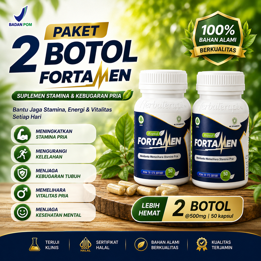 Fortamen paket 2 botol herbal Kebugaran pria suplemen kesehatan