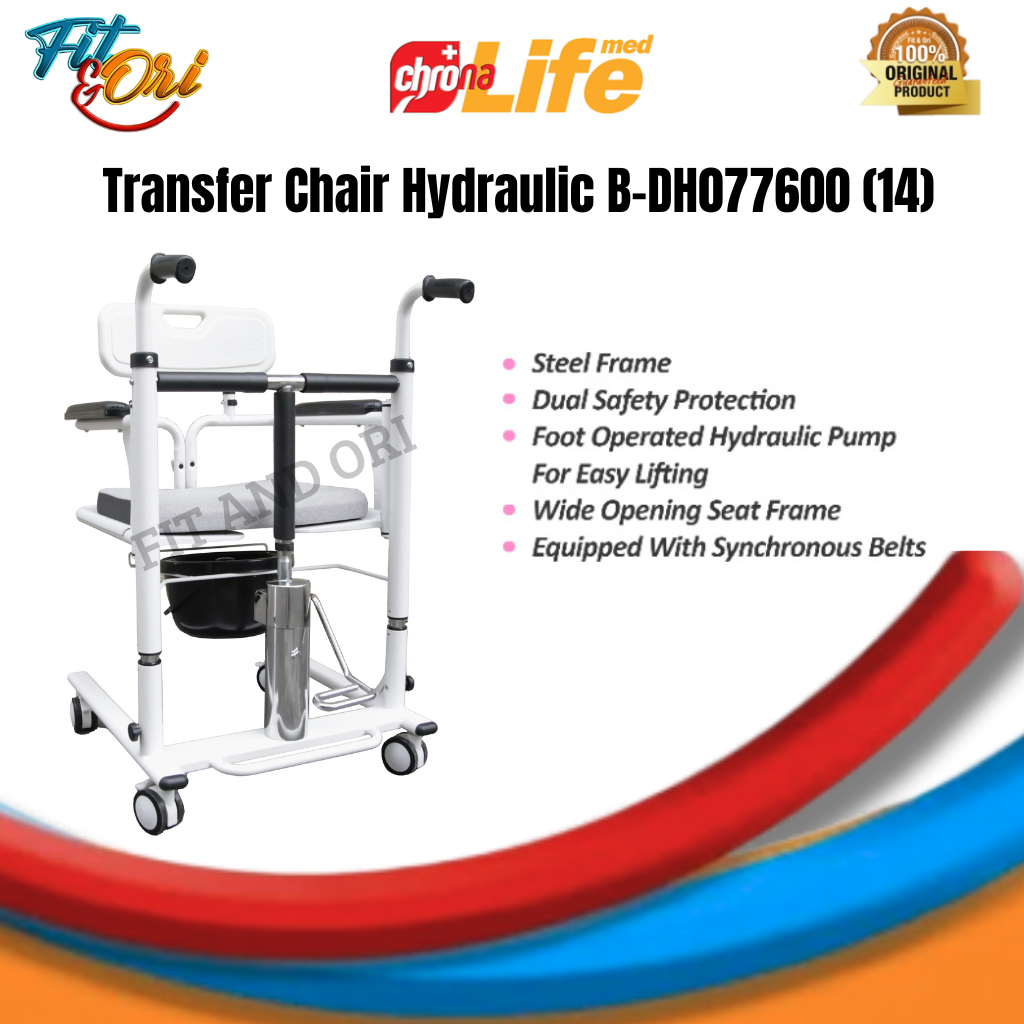 CHRONALIFEMED Kursi Roda Transfer Pasien Hidrolik / Commode Chair Transfer Chair Chronalife / Kursi 
