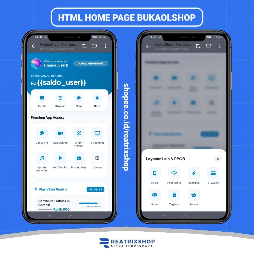 HTML HOME PAGE BUKAOLSHOP PREMIUM | FAST LAYANAN