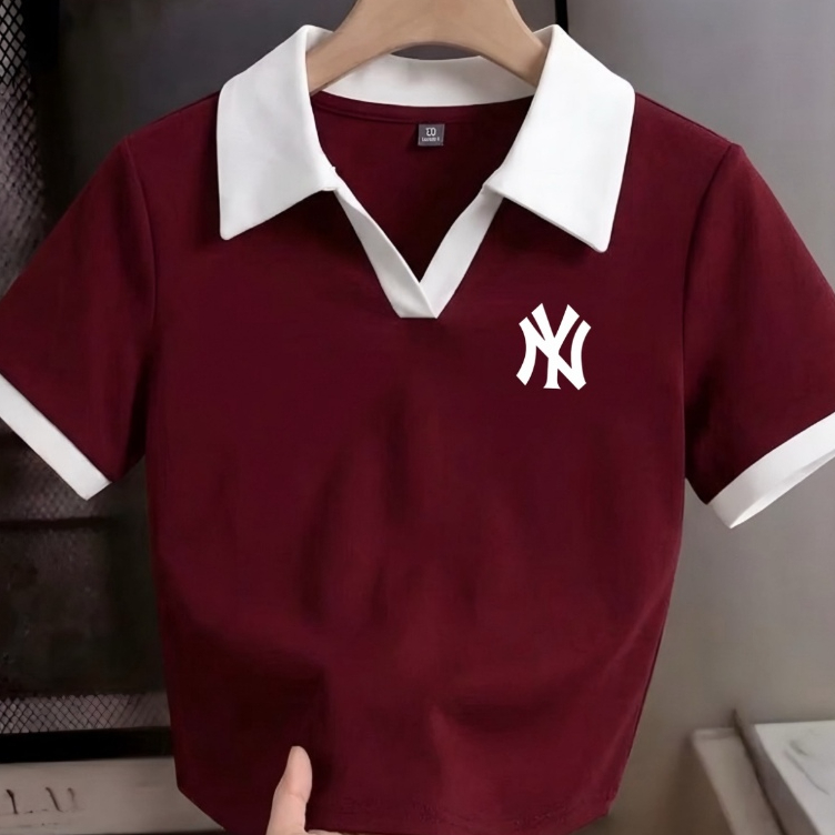 Kaos Kerah Wanita Kaos Polo Kerah Kombinasi Kaos CropTop Kombinasi | BenWear.Id