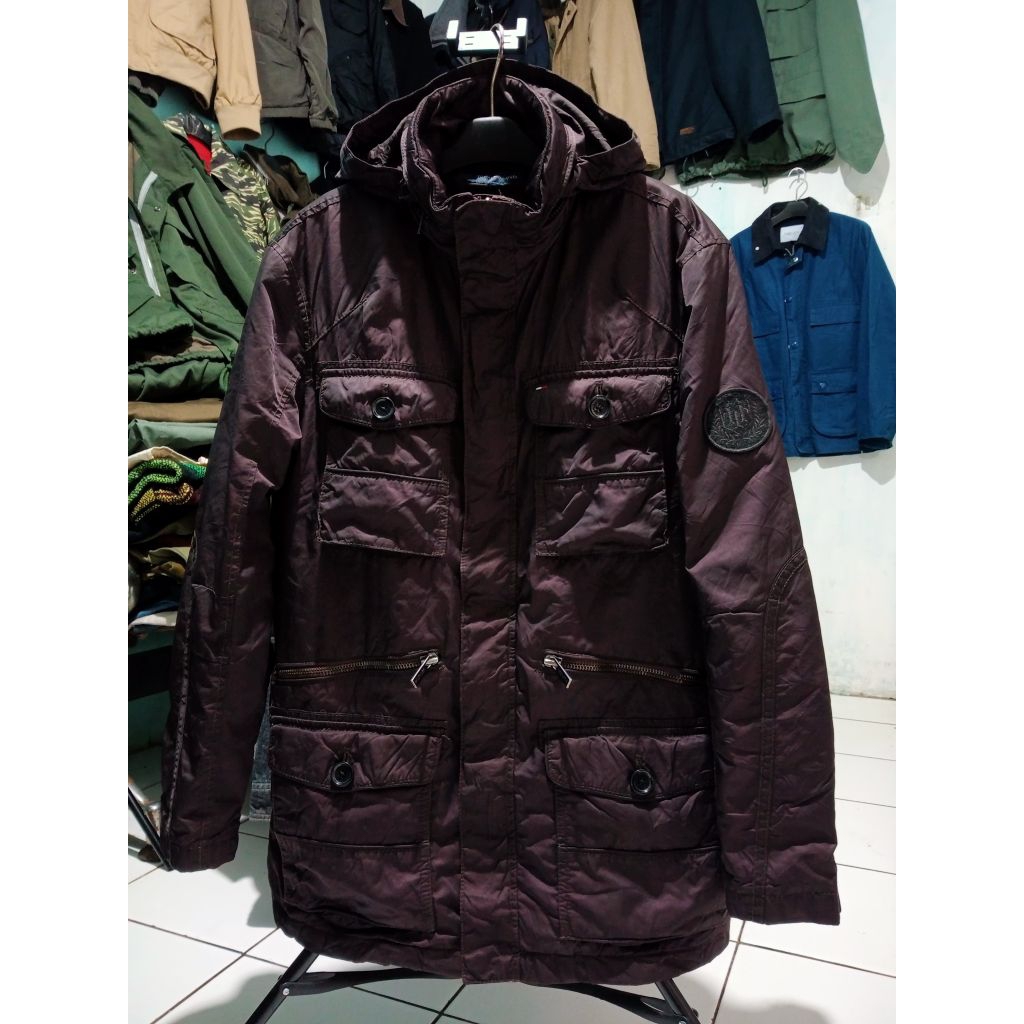 TOMMY HILFIGHER MAROON Outdoor Parka Military Style Jacket