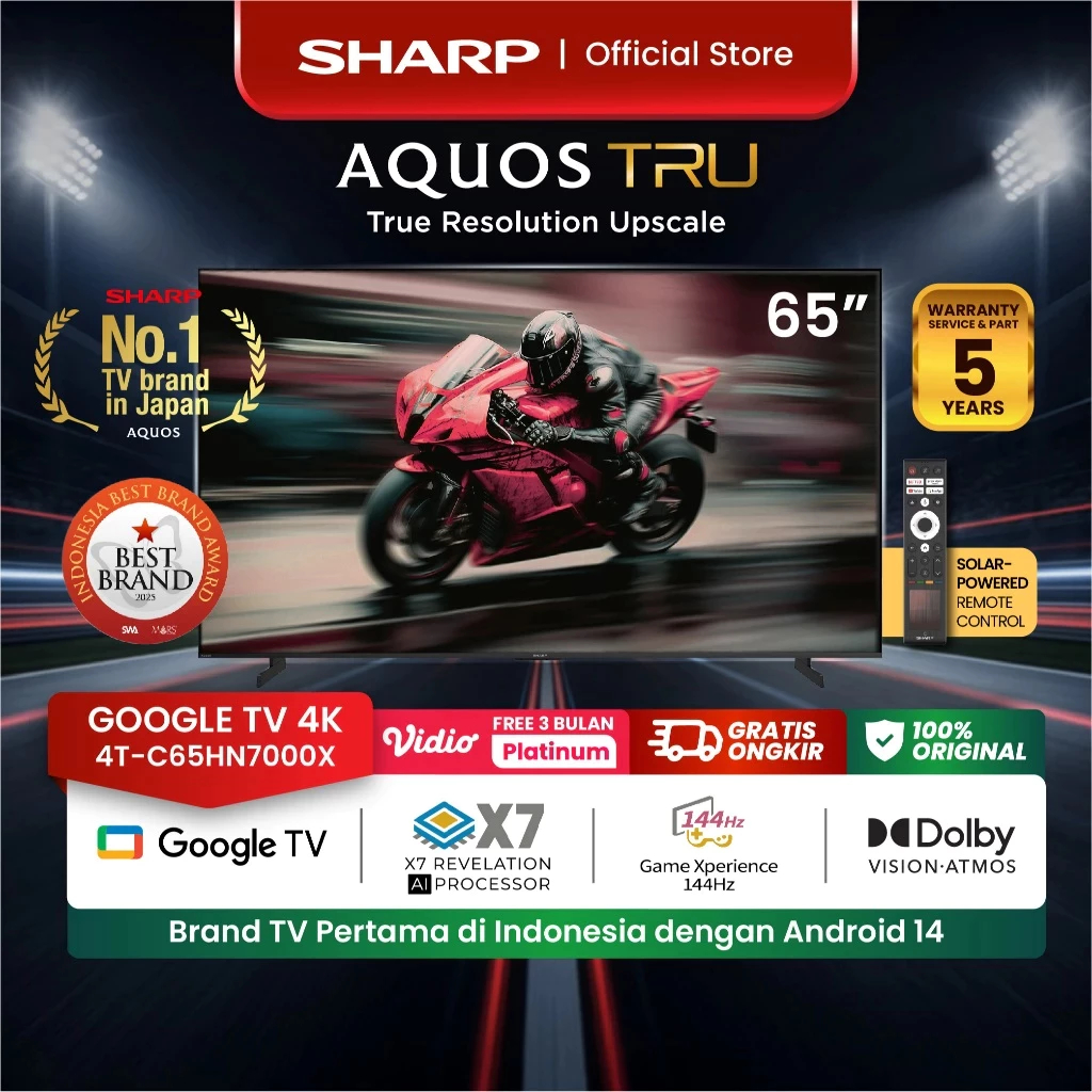 TV SHARP 65 Inch LED 65HN7000I (4K QLED – Google TV) BATAM
