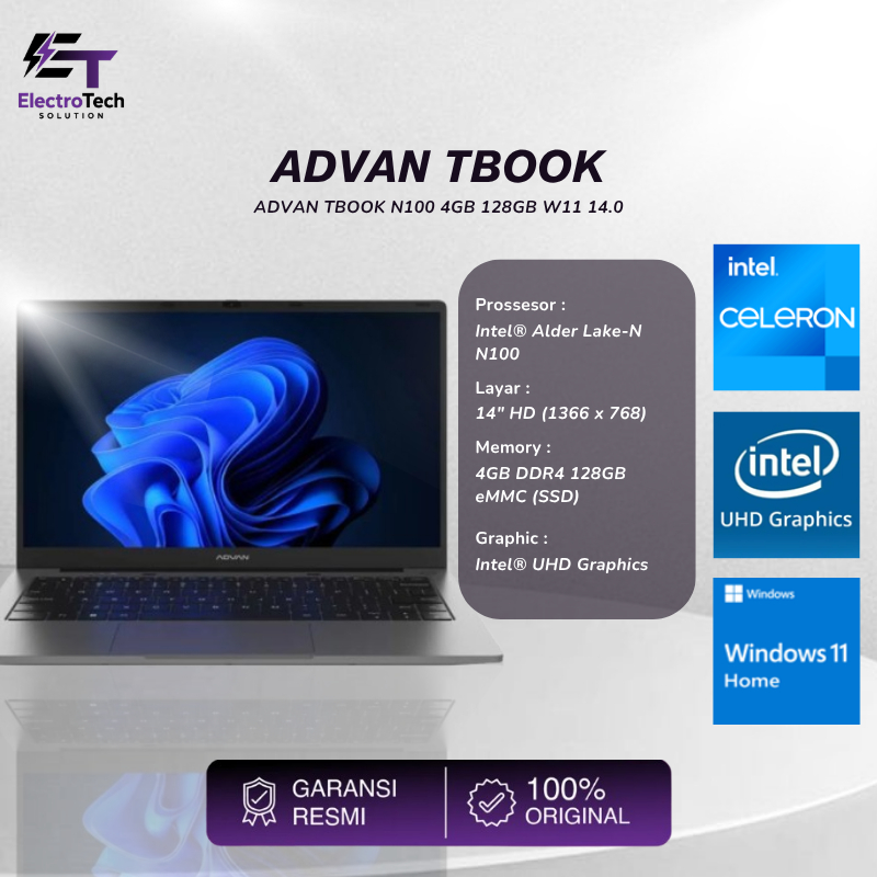 ADVAN TBOOK N100 4GB 128GB W11 14.0