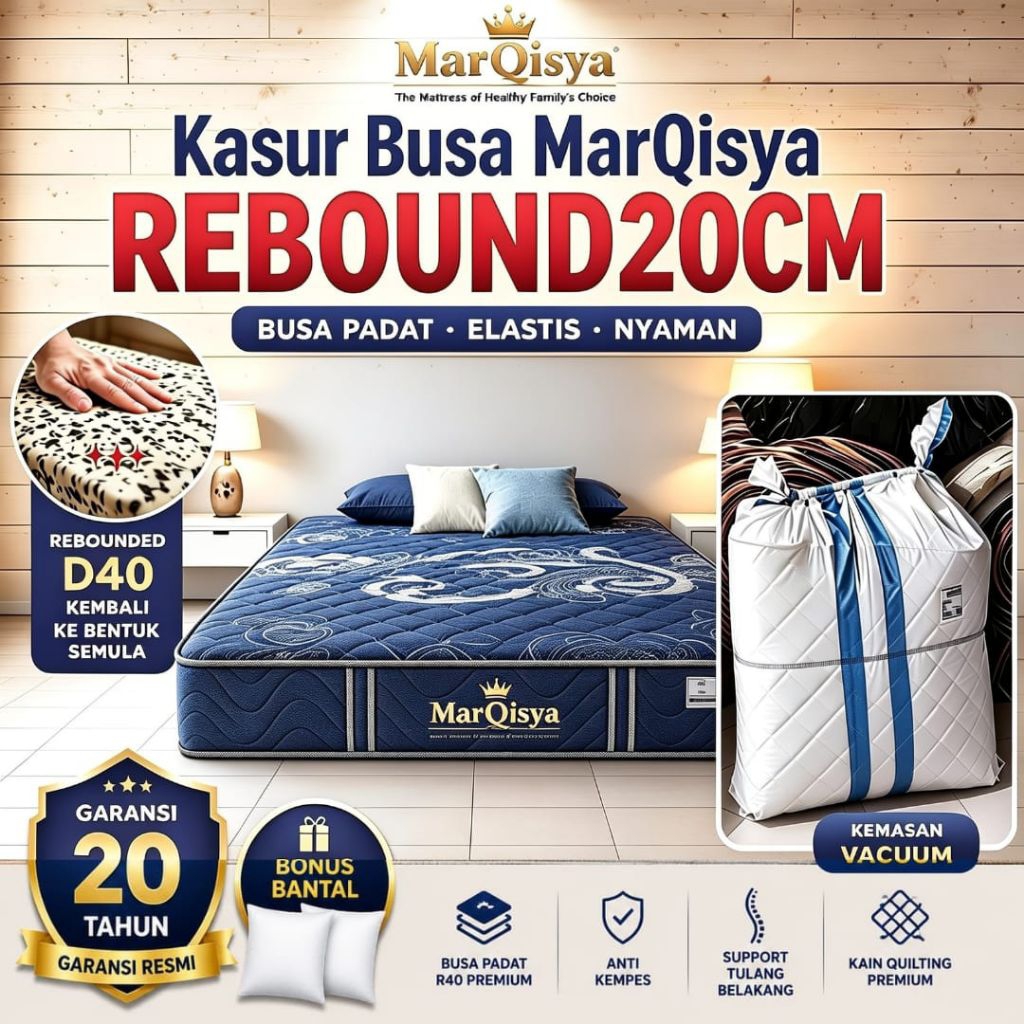 MARQISYA R40 Tebal 20cm Kasur Busa Rebonded dengan Cover Quilting Premium Garansi 20th ready semua u