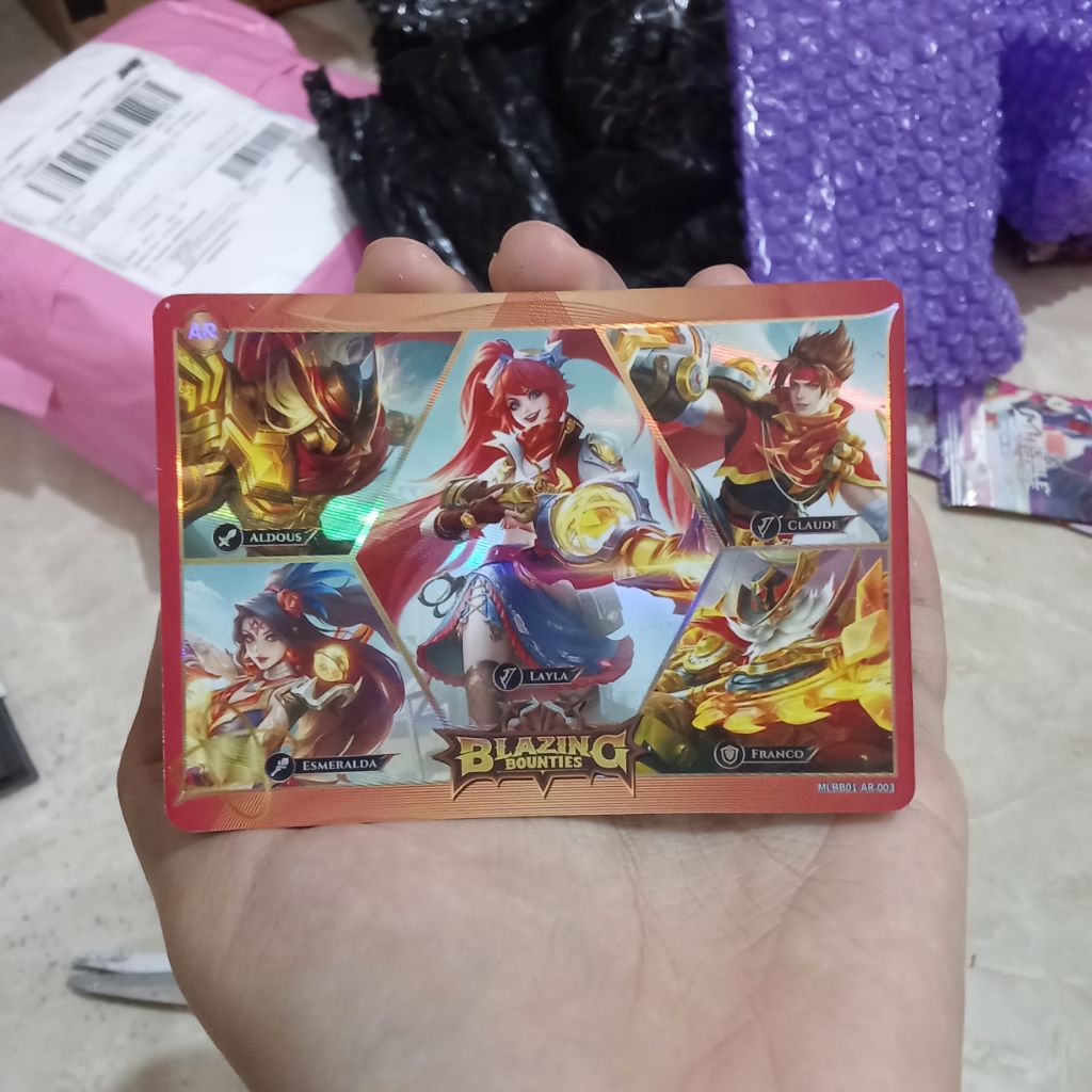 Kartu Kayou MLBB AR-003 Squad Blazing Bounties Layla Aldous Claude Esmeralda Franco TCG CCG Collecti