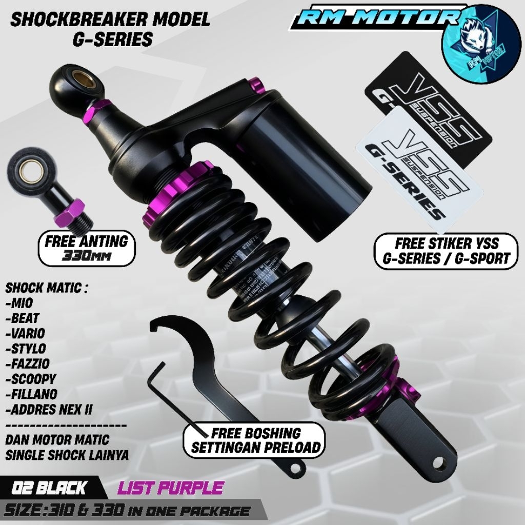 Shock Shockbreaker Belakang Tabung Atas Model G-Sport Free Stiker Yss BUKAN YSS G-Sport Pnp Matic Si
