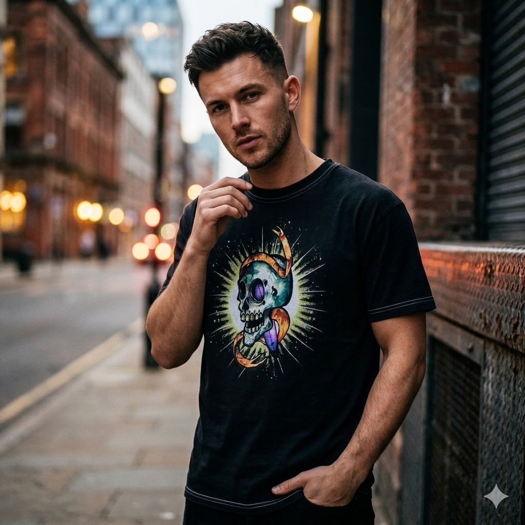 Mossimo Supply Co Skull T-shirt Black Washed