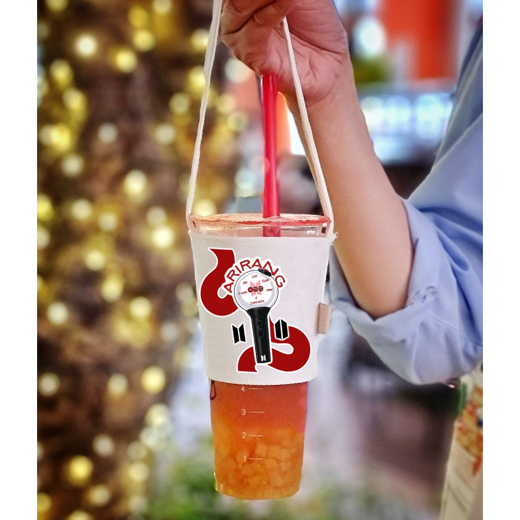 Cup Holder Mini Pouch Serut BTS Arirang Tas Boba Tea Coffee Drink Tas Teh Kopi Gelas Aksesoris Minum